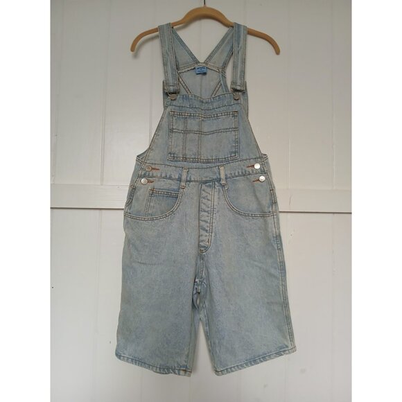 Vintage Venus Shortalls Overall Shorts Cutoffs Womens 7 Carpenter Blue Denim - Picture 1 of 9